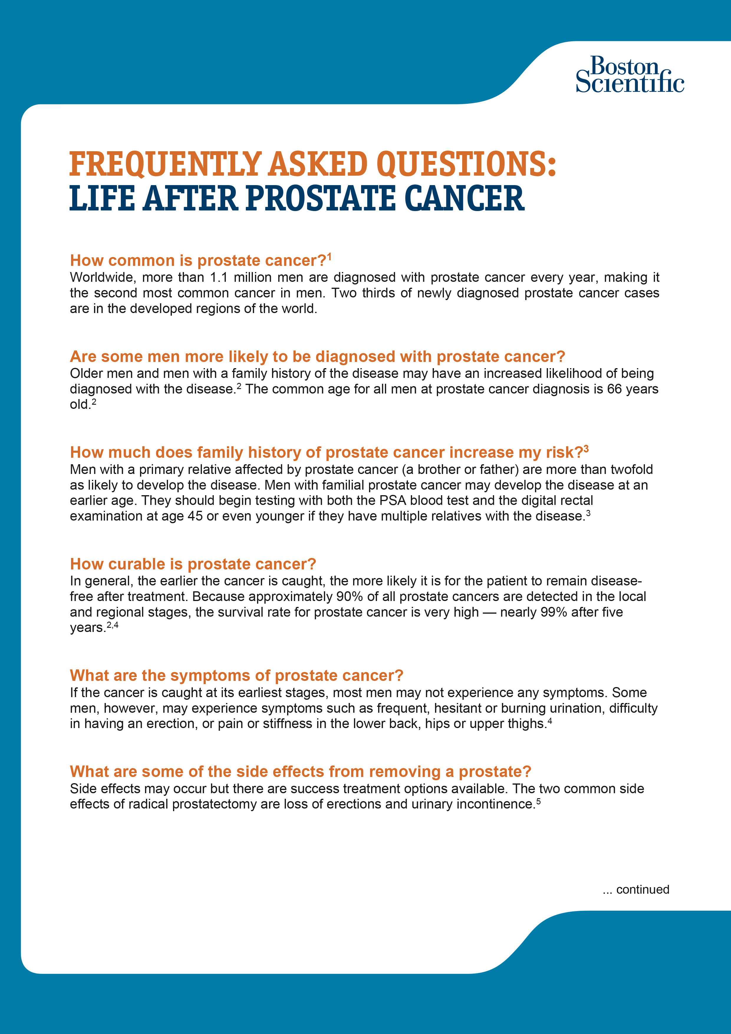 Frequently Asked Questions about Life After Prostate Cancer